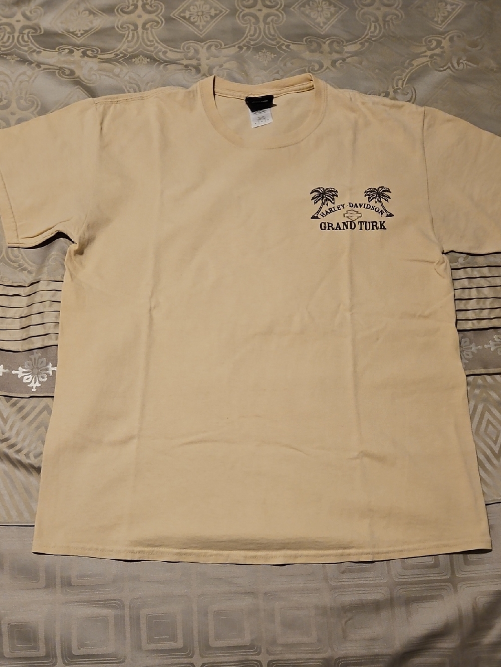 Vintage Harley-Davidson Beige/Sand Short Sleeve Tee Grand Turk Logo